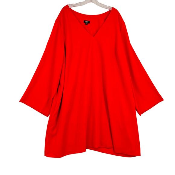 Maree Pour Toi Red Shift Dress Women’s Plus Size 26 Long Sleeve V-neck 3389 - Picture 5 of 14